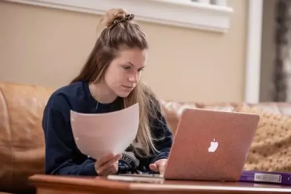 Student taking a class online