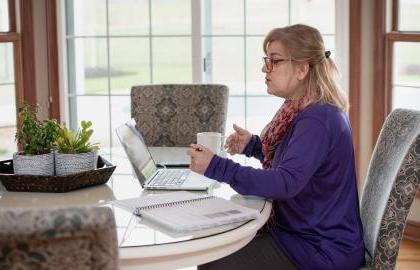 Adult student working from home